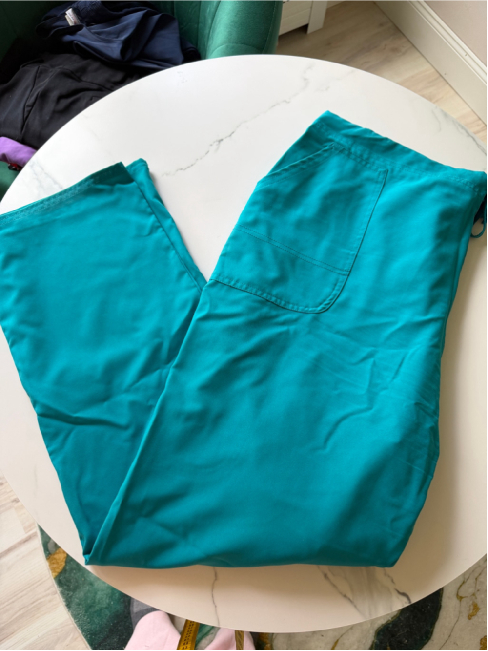 XL Scrubstar straight leg Scrub Pants Zipper Aquamarine Jade Drawstring waist